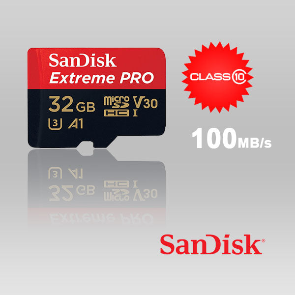 SanDisk Extreme PRO 32GB UHS-I Micro SDHC Card - 100MB/s, A1 V30, 4K UHD Ready