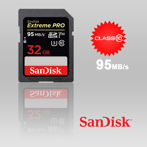 SanDisk 32GB Extreme PRO UHS-I SDHC Memory Card (V30) - 95MB/s Read Speed for 4K Video