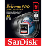 SanDisk 32GB Extreme PRO UHS-I SDHC Memory Card (V30) - 95MB/s Read Speed for 4K Video