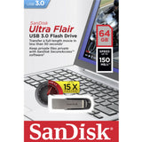 SanDisk Ultra Flair 64GB USB 3.0 Flash Drive - Lightning Fast Transfers Up to 150MB/s