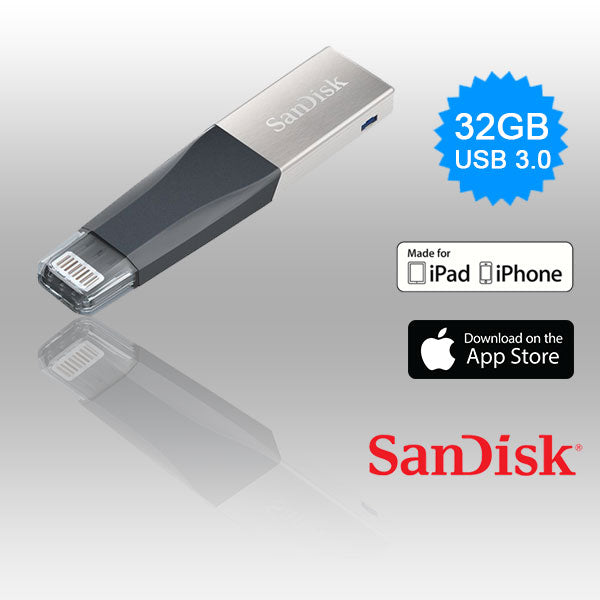 SanDisk iXpand Mini 32GB Flash Drive for iPhone - Grey, USB 3.0