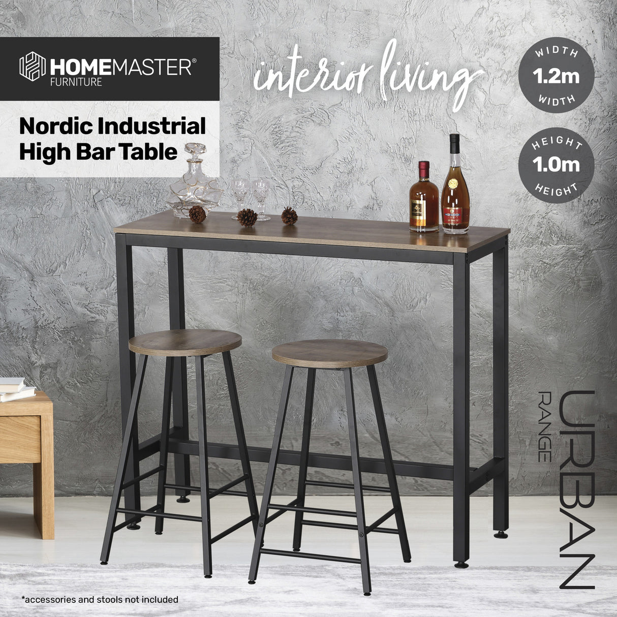 Nordic Industrial High Bar Table - Stylish Modern Design 120cm