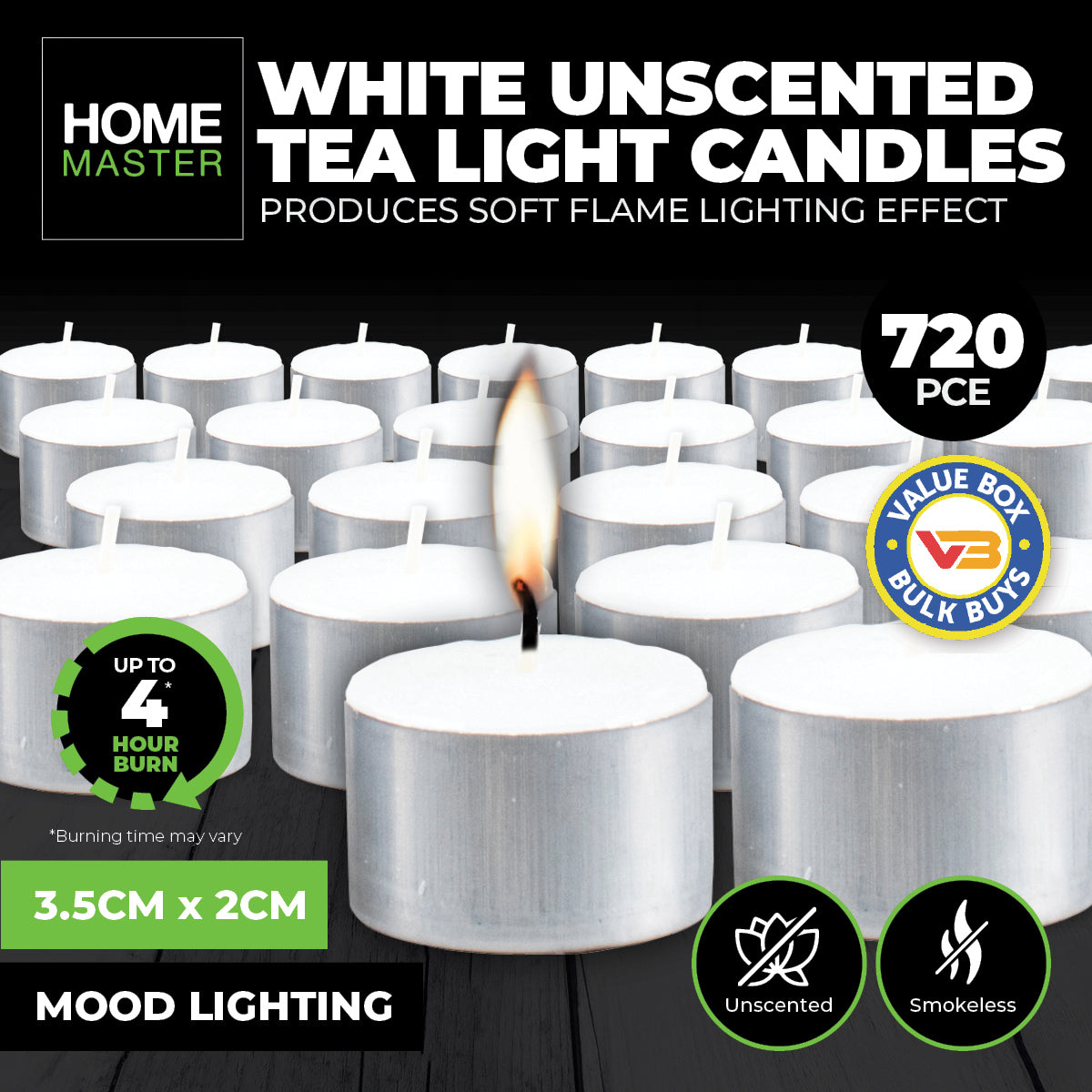 720-Pack Unscented White Tealight Candles for Weddings, Parties, and Home Décor