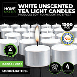 Bulk Unscented White Tealight Candles - 1000 Pack for Weddings, Parties, and Home Decor