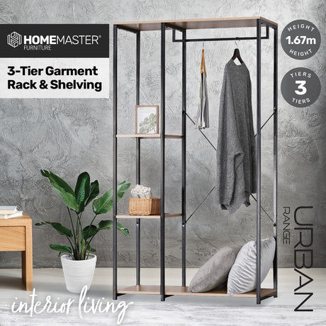 Elegant 3-Tier Garment Rack & Shelving Unit - Modern Design 1.67m