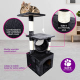 Multi-Level Cat Scratching Post and Playhouse - 92 x 35cm Fun Climbing Retreat