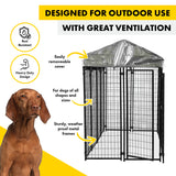 Heavy-Duty Waterproof Dog Kennel Enclosure with Lockable Gate - 1.83 x 2.43 x 1.22m