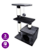 Multi-Level Cat Scratching Tower and Playhouse - Dark Grey 65cm