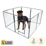 8-Panel Foldable Pet Playpen - Durable Steel Exercise Enclosure for Dogs and Small Animals (80cm x 100cm)