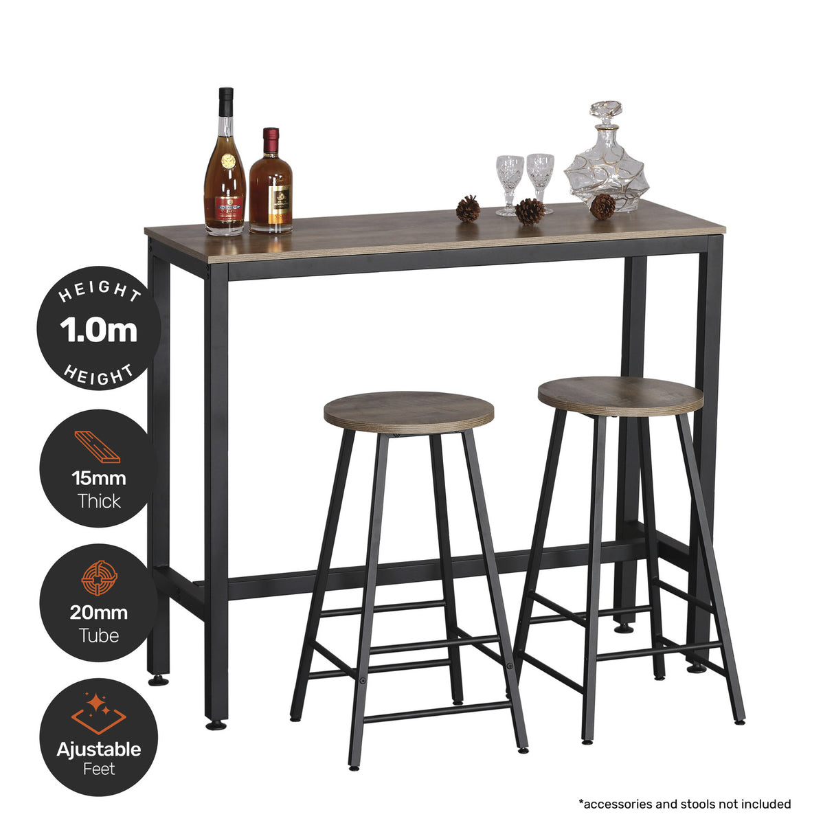 Nordic Industrial High Bar Table - Stylish Modern Design 120cm