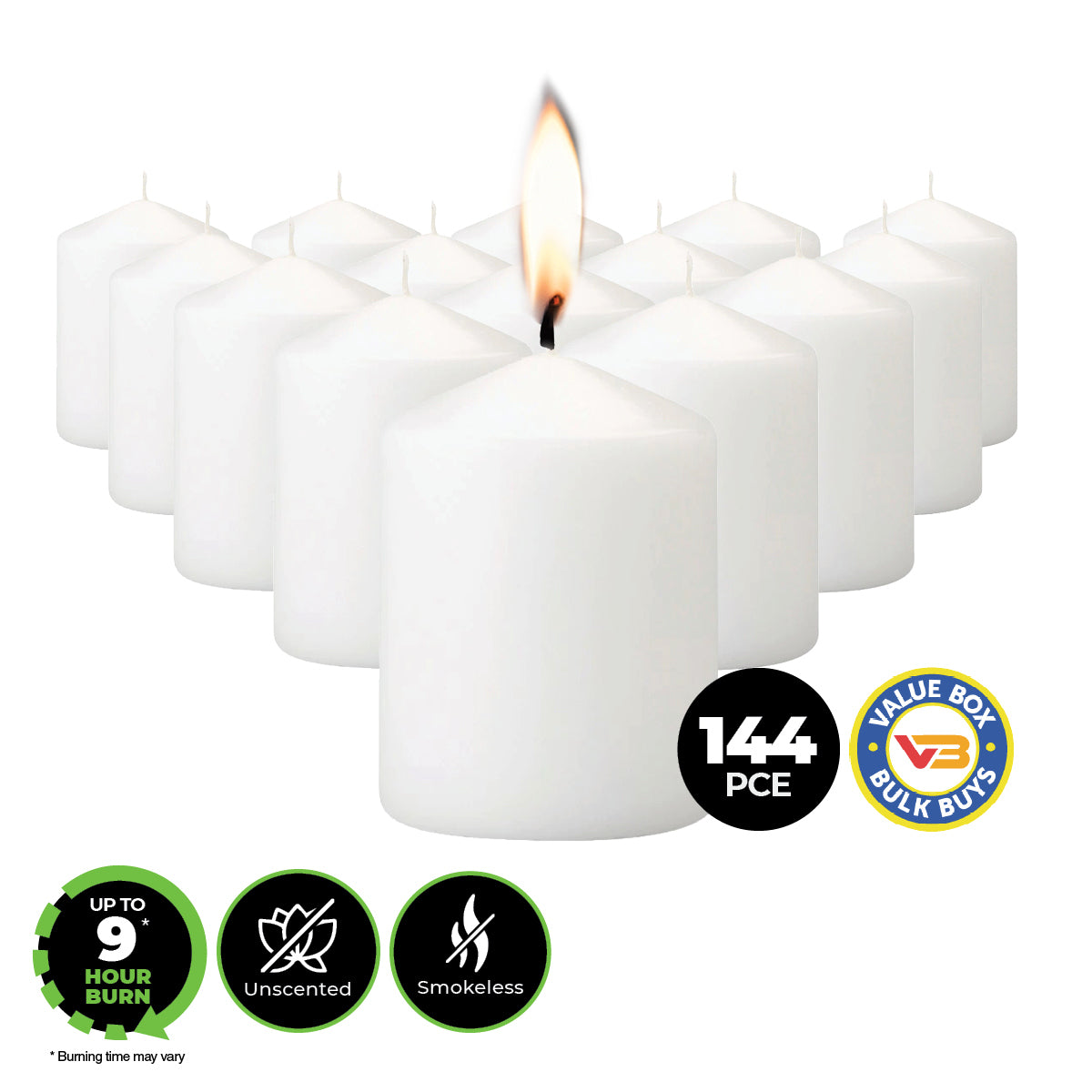 Home Master 144-Piece White Votive Candles for Weddings, Parties, and Home Décor - 5cm